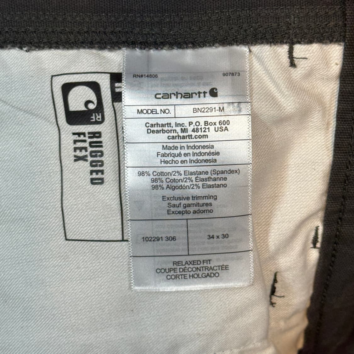 34inch) 칼하트 차콜 그레이 워크 팬츠 릴렉스핏 상품이미지9