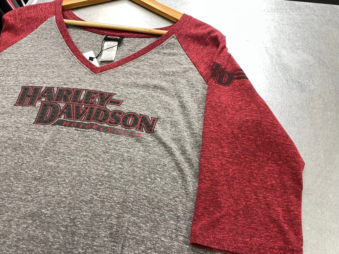 (L) Harley Davidson 할리 브이넥 7부 나그랑 큐빅 반팔티 상품이미지6