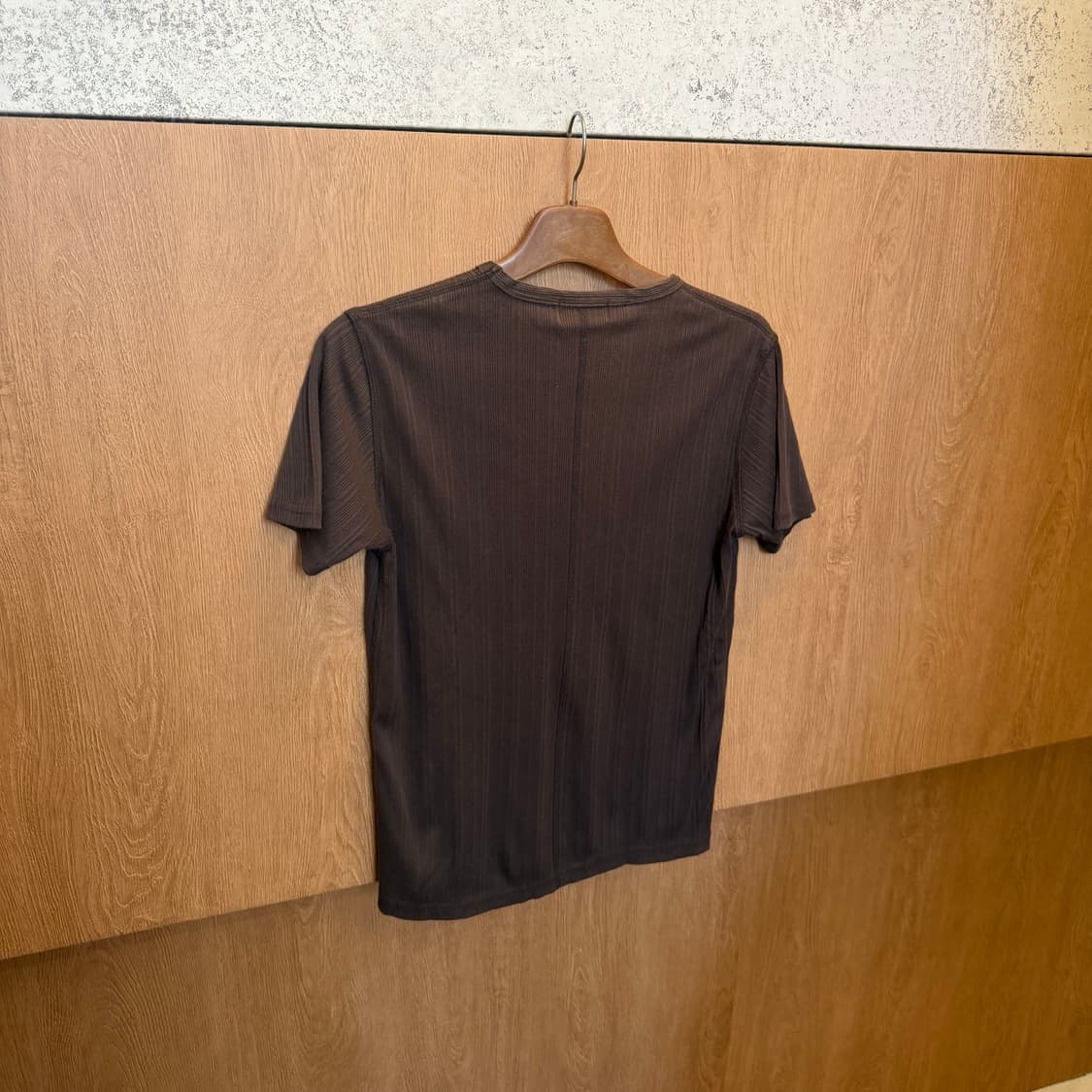 빈티지 브이넥 반팔 골지 티셔츠 레귤러핏 브라운 상품이미지2