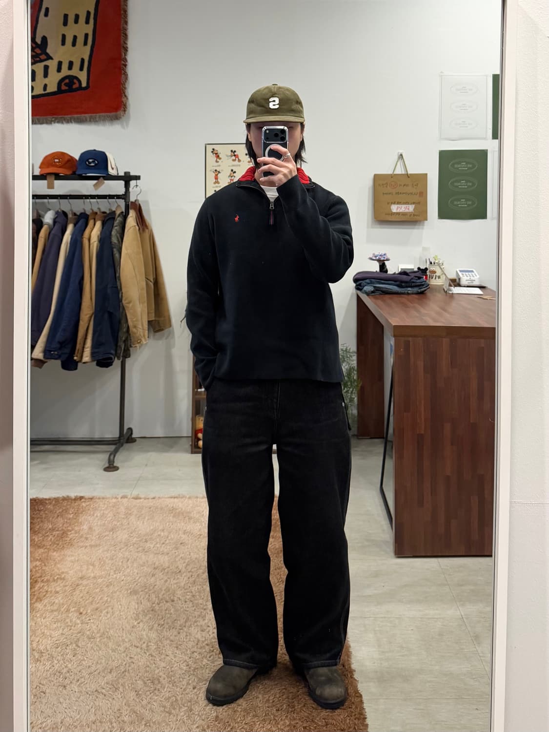 Polo RL 폴로 랄프로렌 하프넥 쿼터 집업 니트 (Black) 상품이미지2