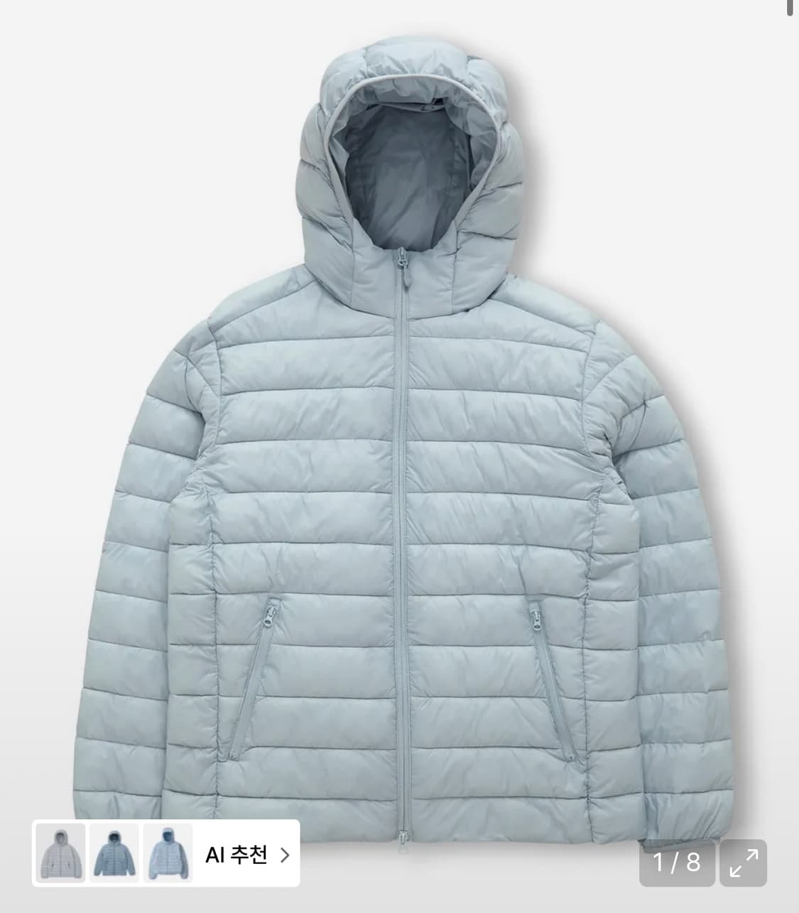 (L) 스파오 씬라이트 후드 재킷 경량 패딩 페일블루 상품이미지1