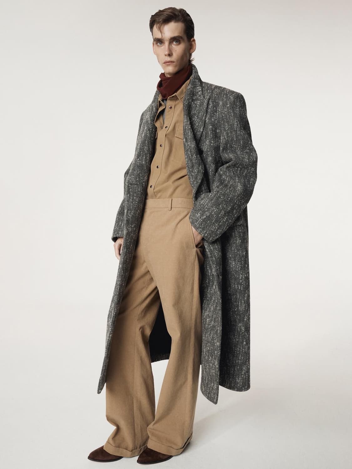 렉토 25FW 헤링본 더블 코트 그레이 상품이미지4
