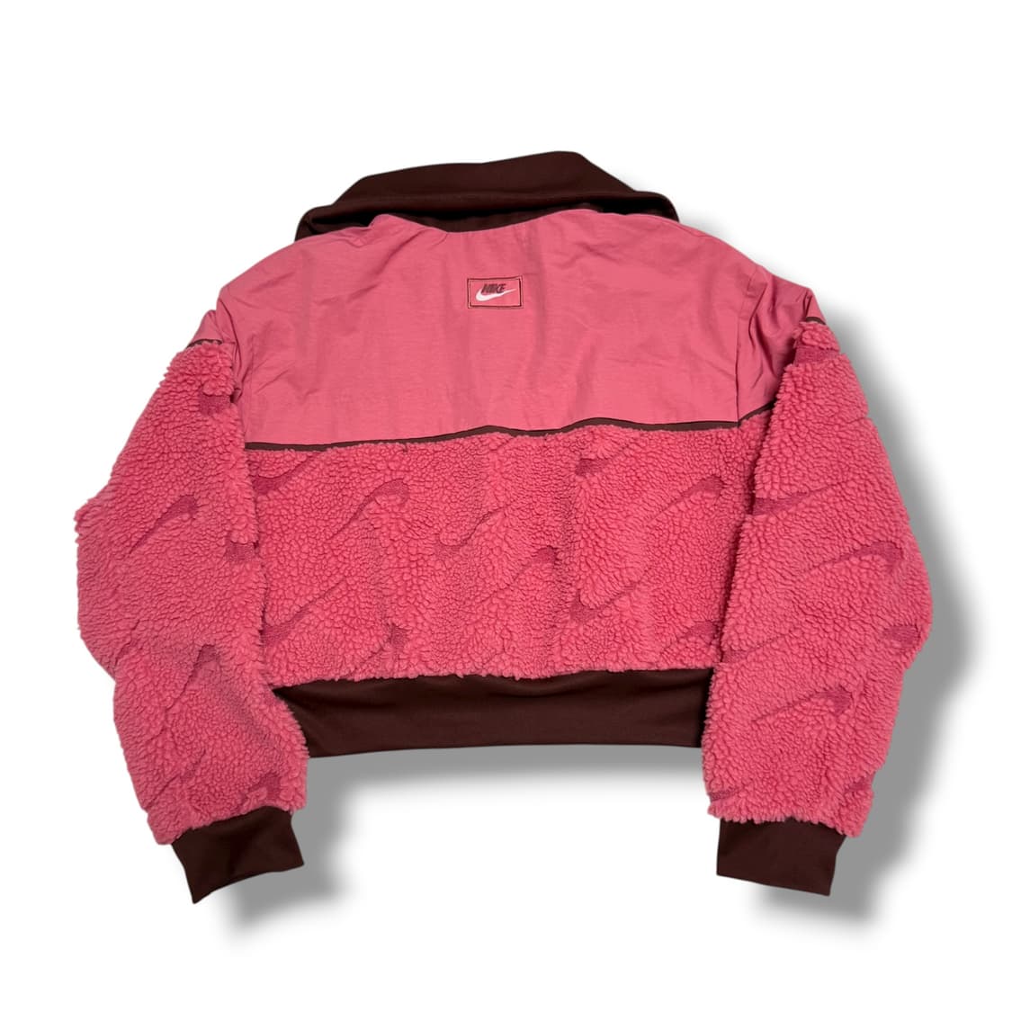 나이키 멀티로고 핑크 브라운 뽀글이 후리스 집업 상품이미지2