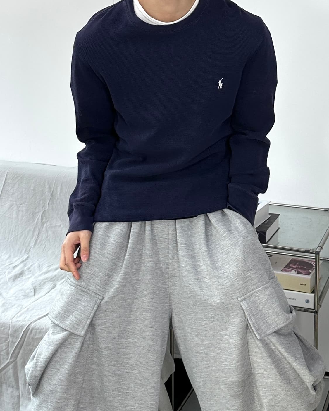 폴로 랄프로렌 네이비 와플티 S 상품이미지2