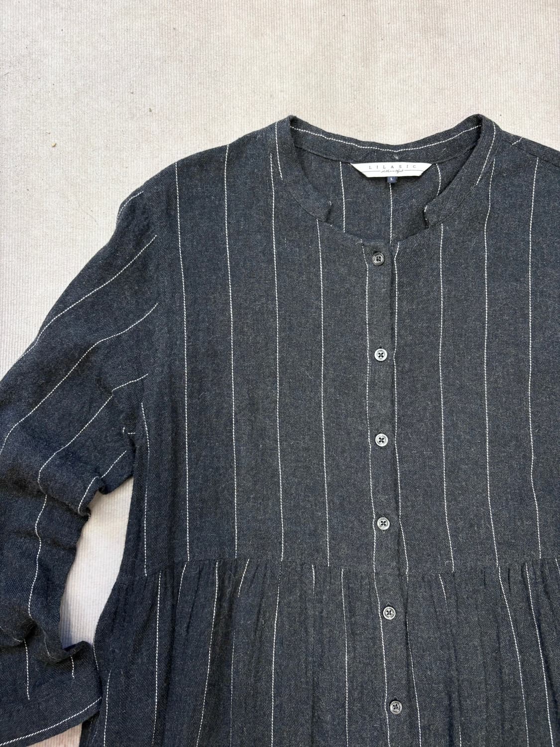 LILASIC 코튼울 스트라이프 롱 원피스  상품이미지2