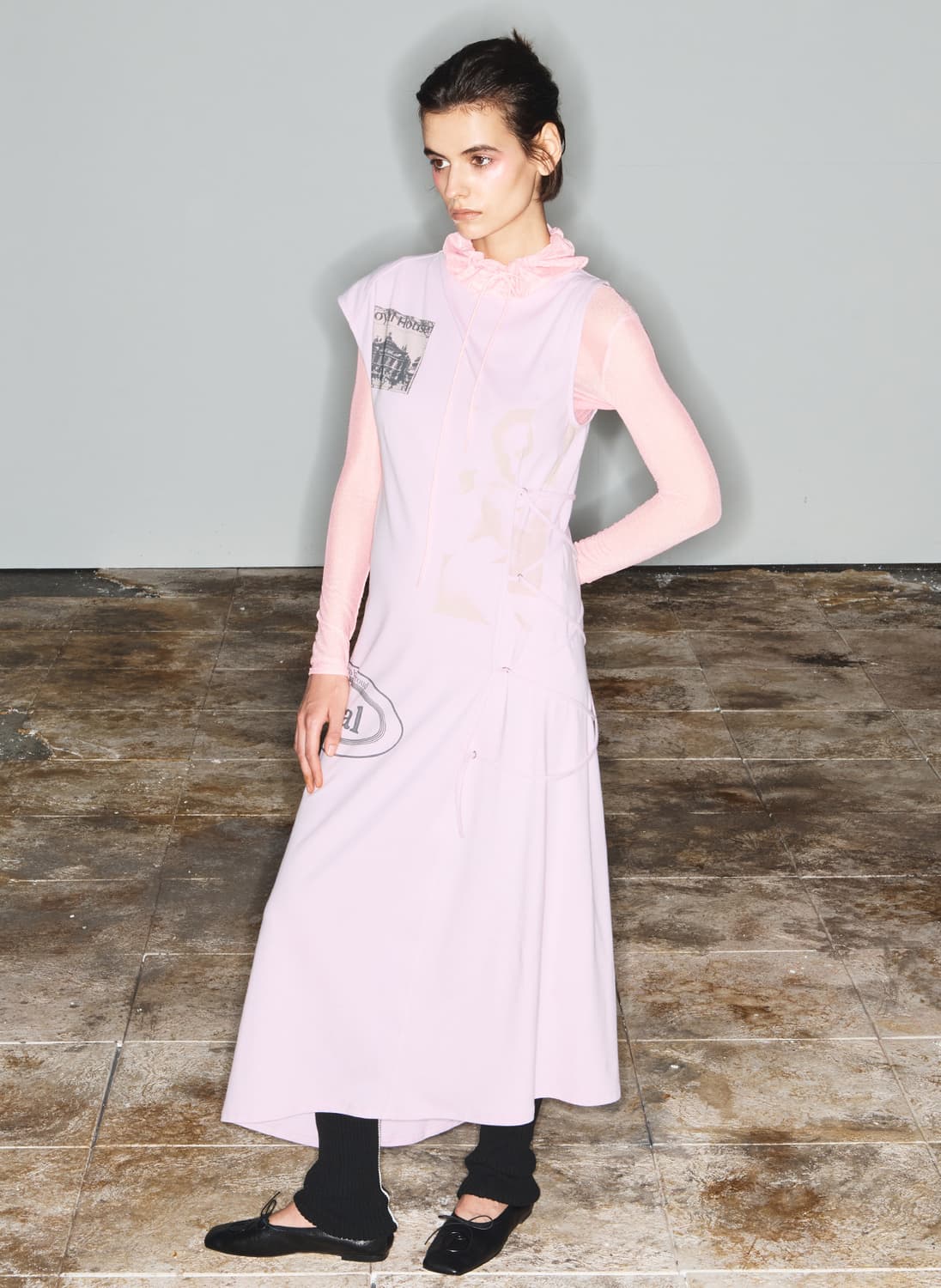 오픈와이와이 터틀넥 메쉬 탑 핑크 상품이미지2