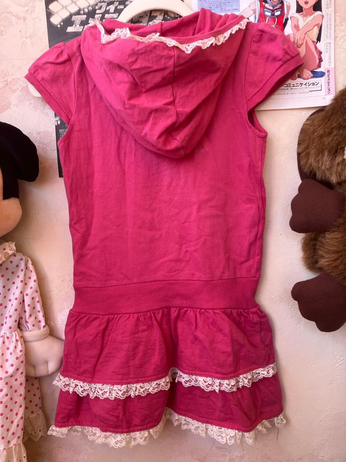 jpn 러블리 후드 반집업 미니 원피스 상품이미지9