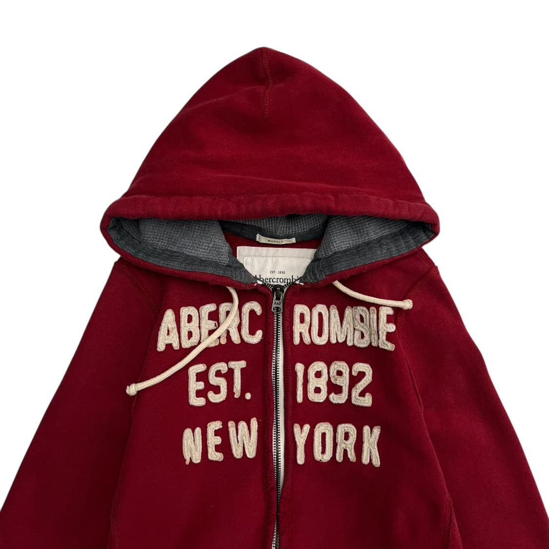 아베크롬비 센터로고 딥레드 후드집업 M 상품이미지4