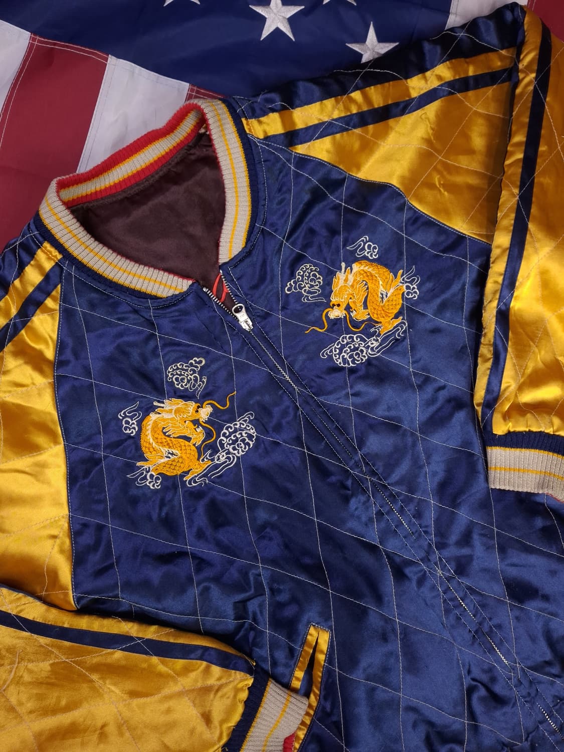 빈티지 JPN 타이거 드래곤 리버서블 스카쟌 상품이미지10