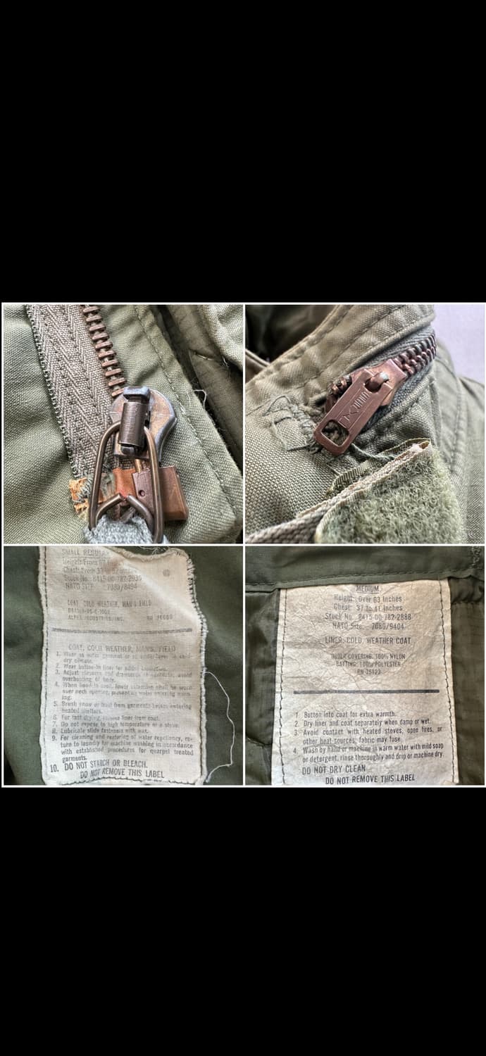 70s 미군 오리지널 M-65 필드 자켓 (라이너 포함) 스몰 레귤러 상품이미지5