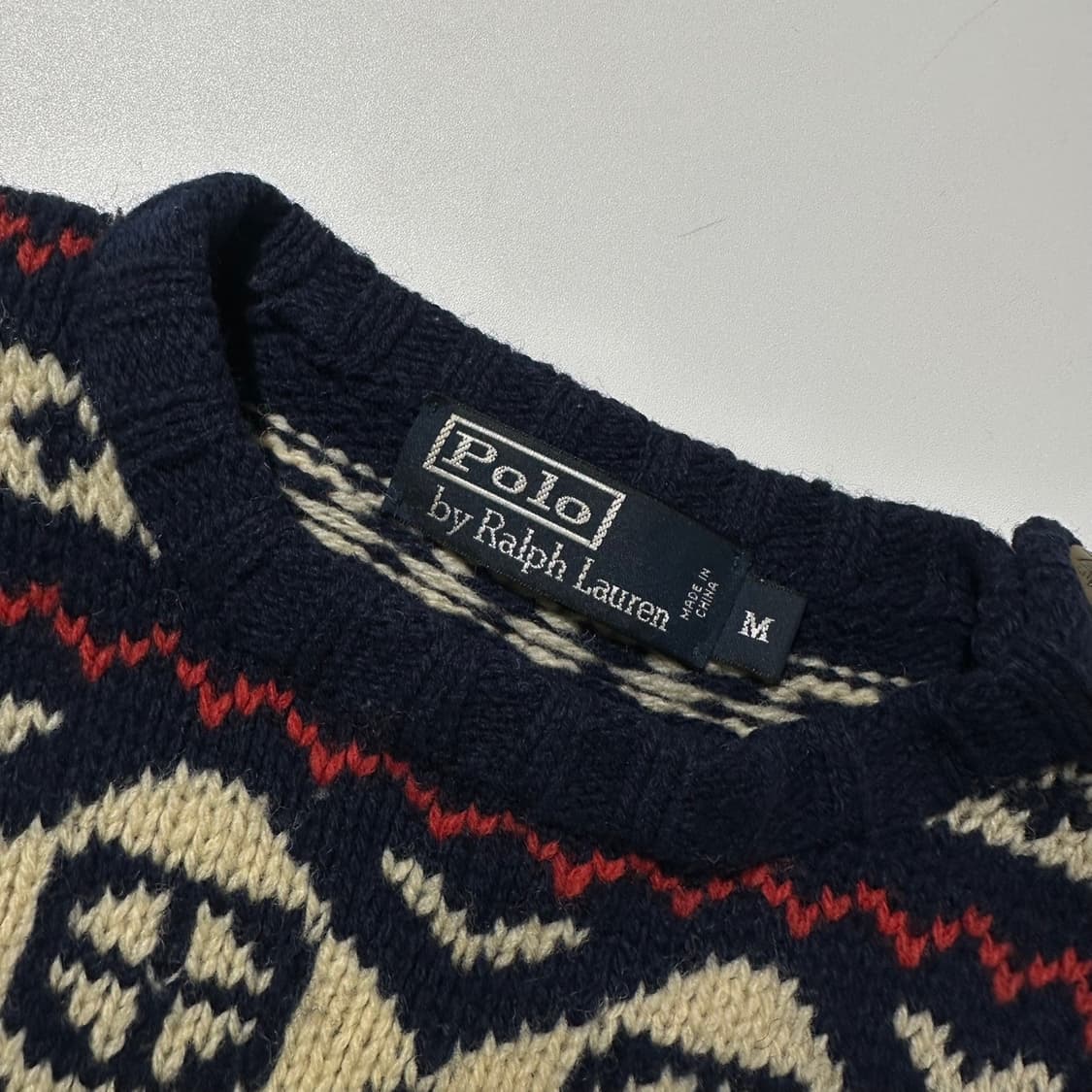 폴로 랄프로렌 노르딕 패턴 숄더 버튼 울 핸드 니트 상품이미지4