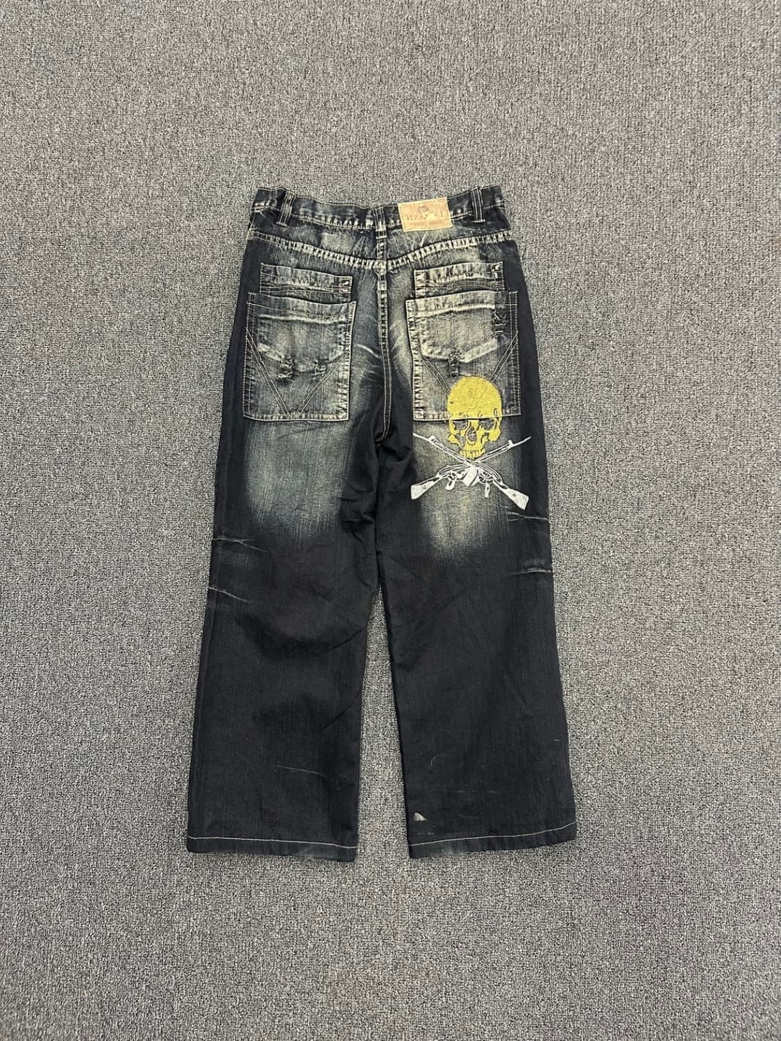 Hanwel Jeans 흑청 해골 데님 워싱팬츠 상품이미지2