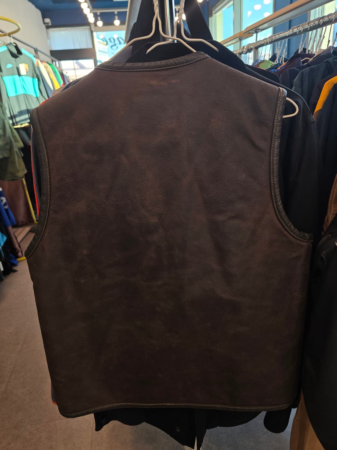 톰보이 브라운 빈티지 소가죽 양털 베스트 상품이미지8