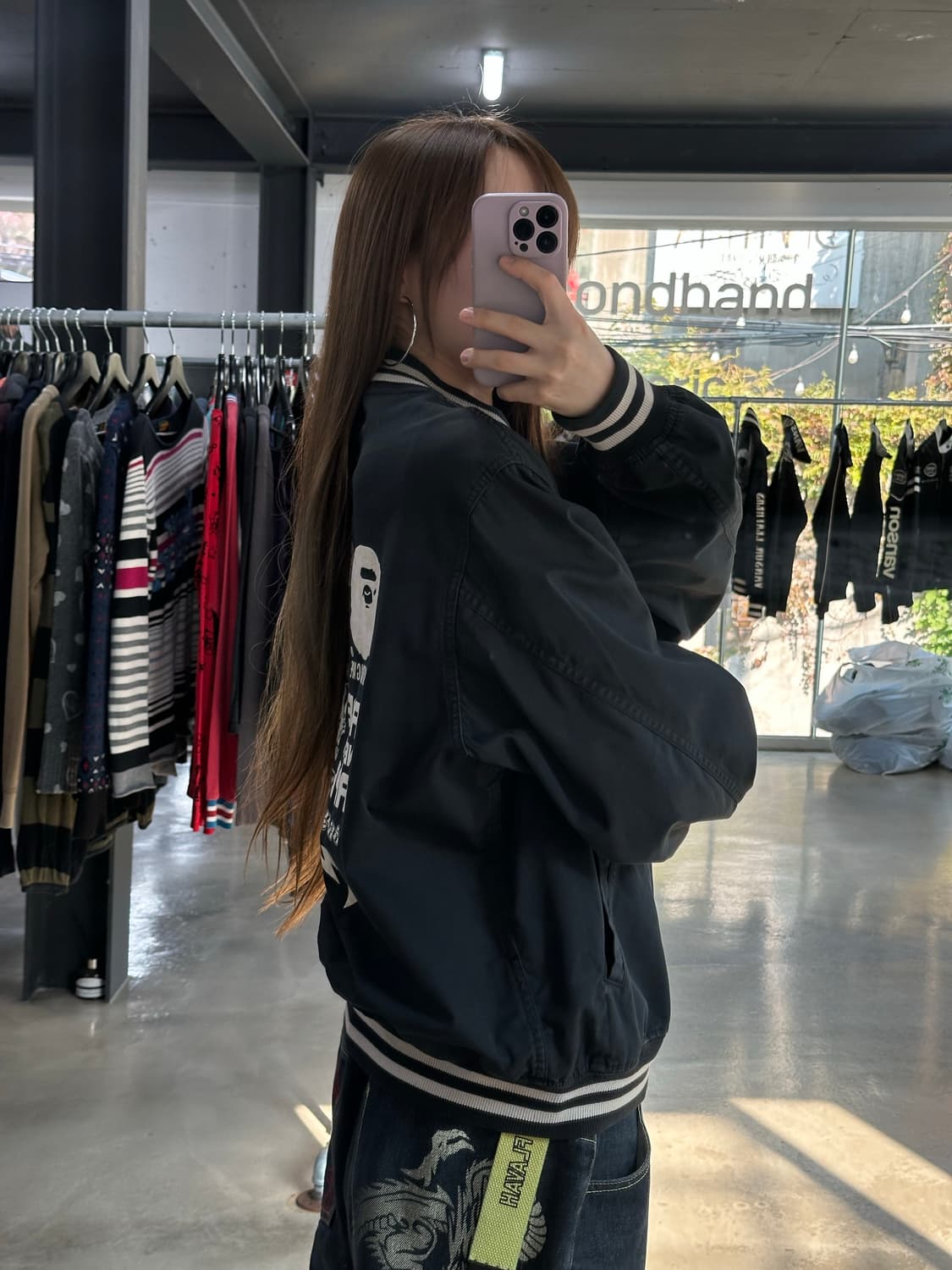 베이프 써클사루 백풀로고 투웨이바시티자켓 상품이미지4