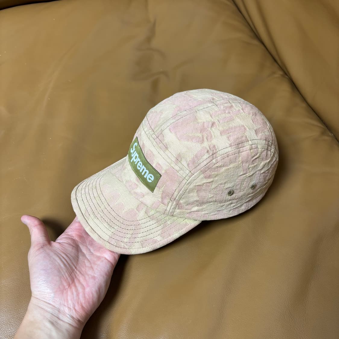 Supreme 슈프림 자카드 데님 올리브 탄 캠프캡 모자 상품이미지4
