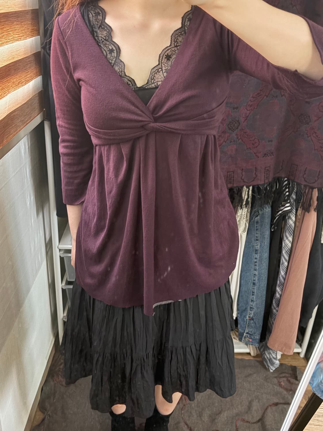 Burgendy twist dress & sleeveless 상품이미지2
