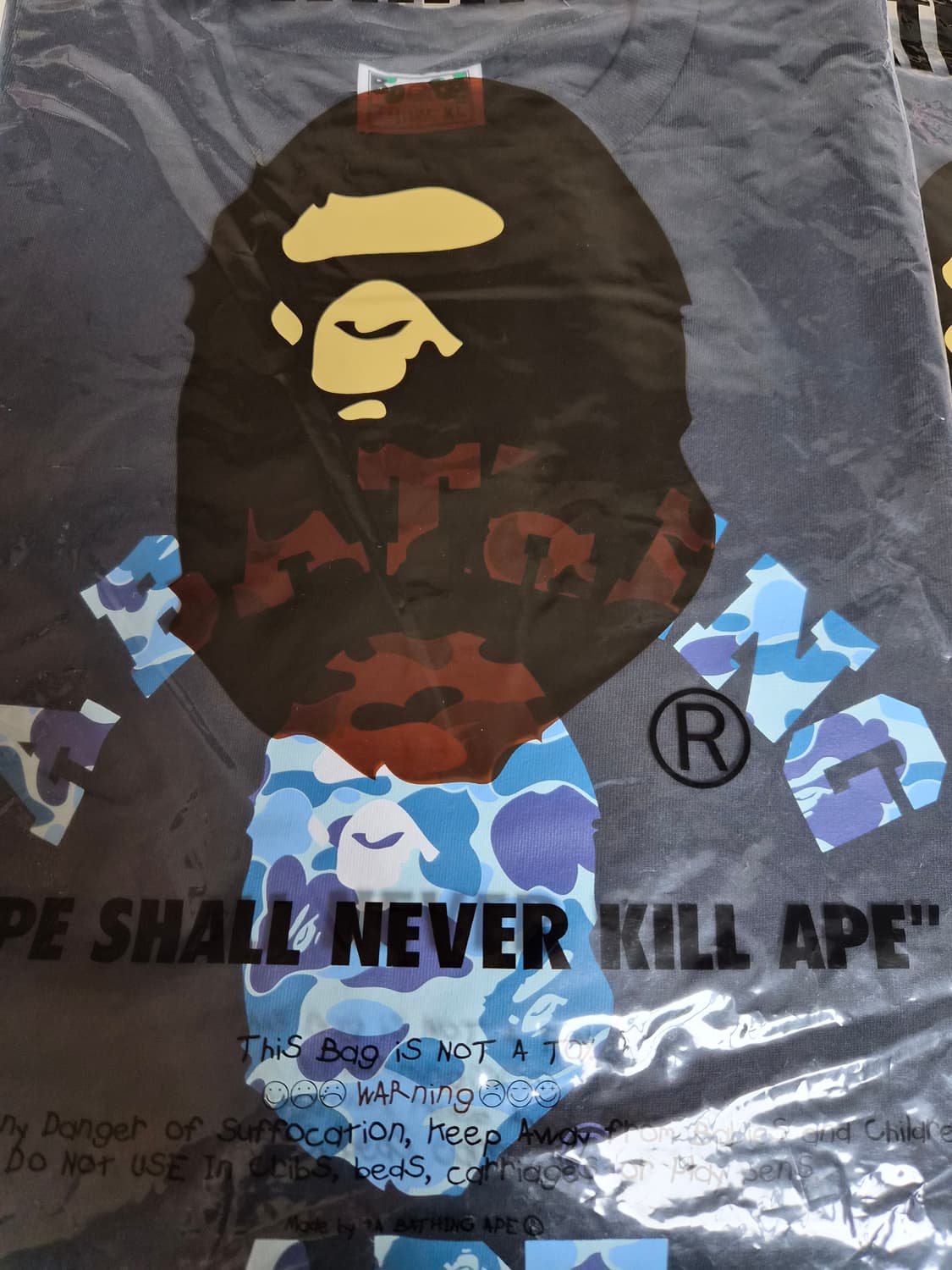 베이프 정품 M 에이비씨 카모 컬리지 롱 슬리브 긴팔티 상품이미지3