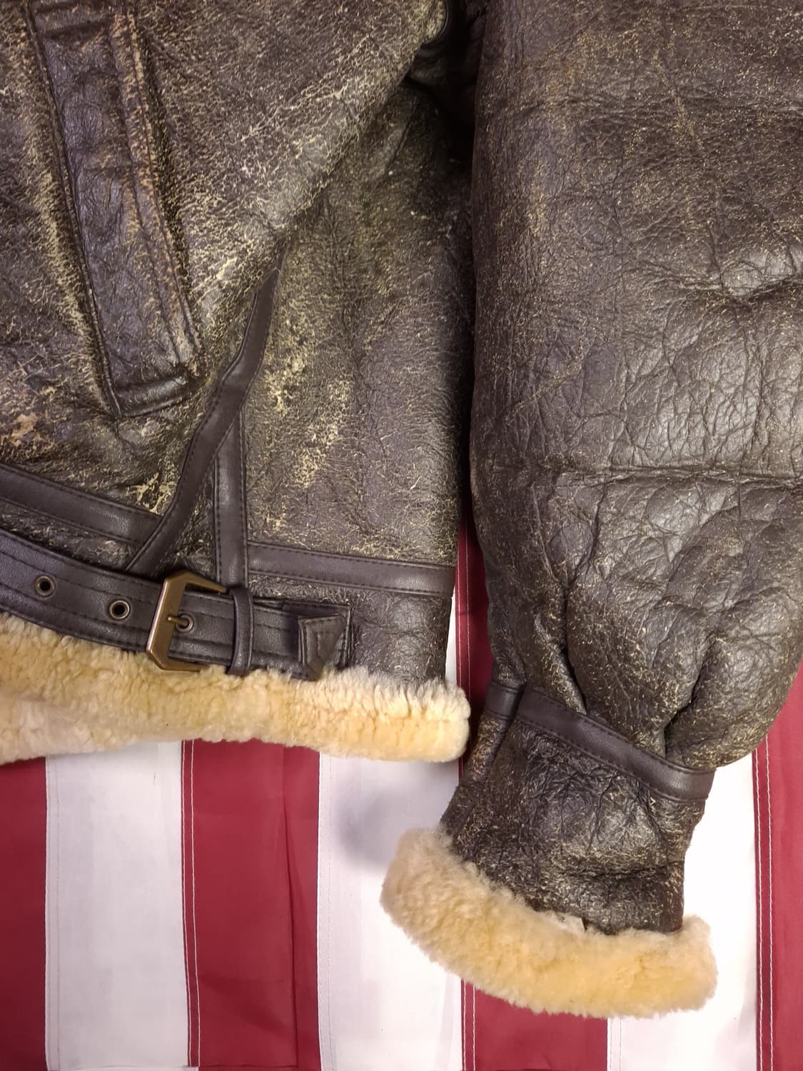 90's 일본판 미공군 B-3 TYPE 리얼레더 항공 폭격기 무스탕 상품이미지10