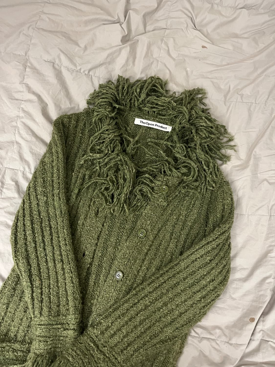 더 오픈 프로덕트 (오픈 yy) 프린지 가디건 (그린) 상품이미지3
