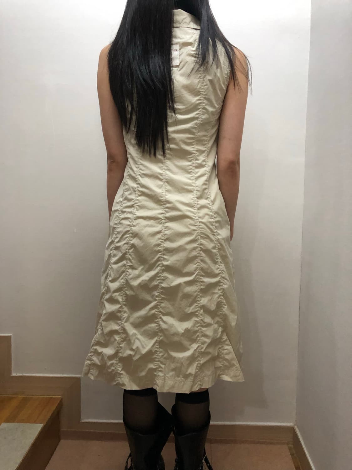 빈티지 베이지 셔링 롱 원피스 상품이미지8