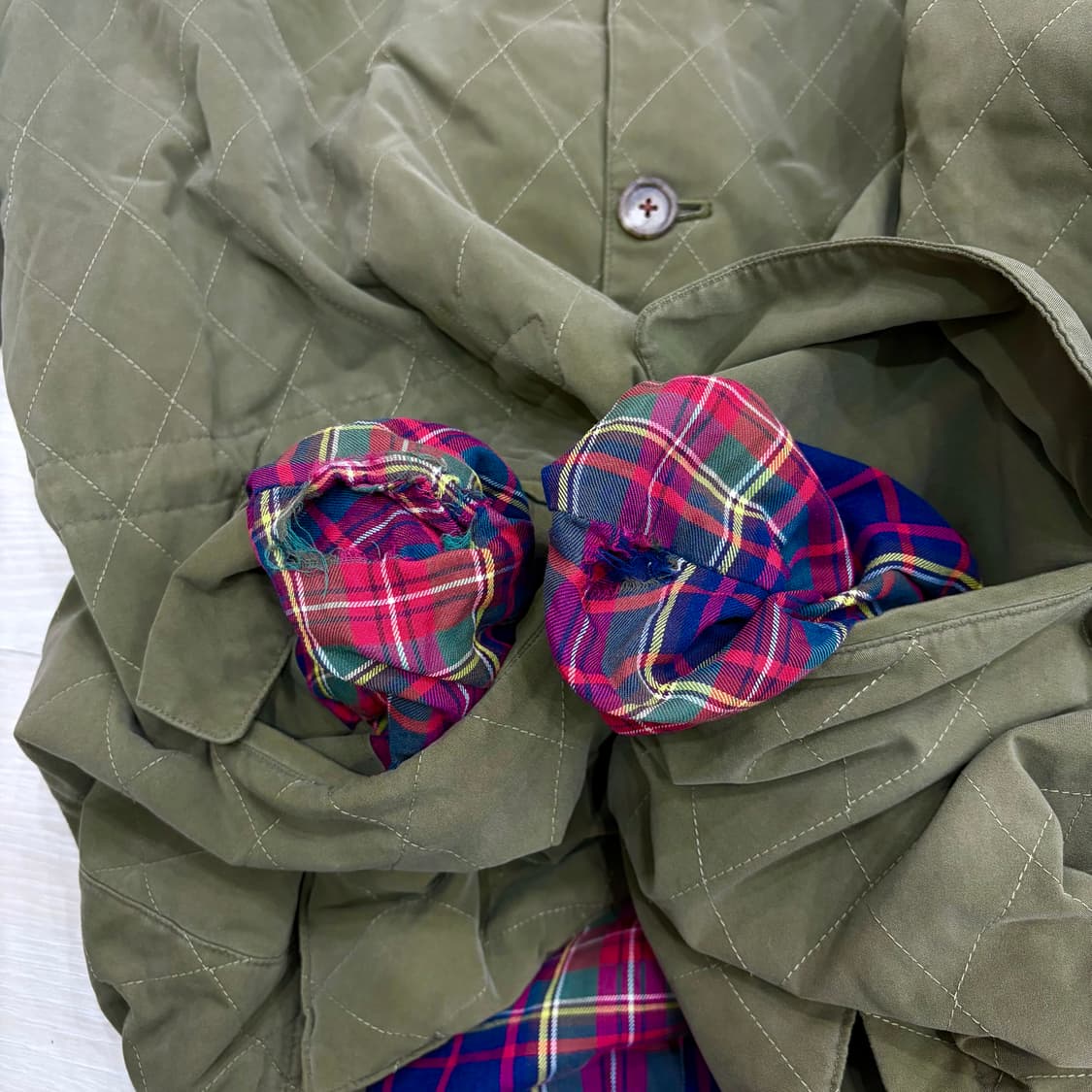 폴로 랄프로렌 90s 카키 퀼팅 자켓 100 L 상품이미지5