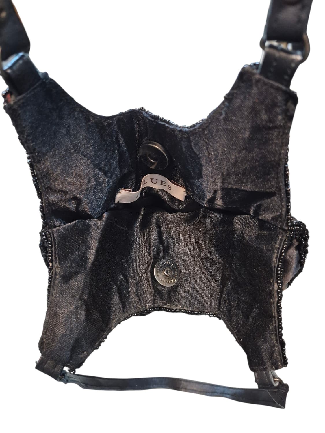 iBLUES 블랙 새틴 비즈 숄더백 태슬 장식 Y2K 상품이미지5