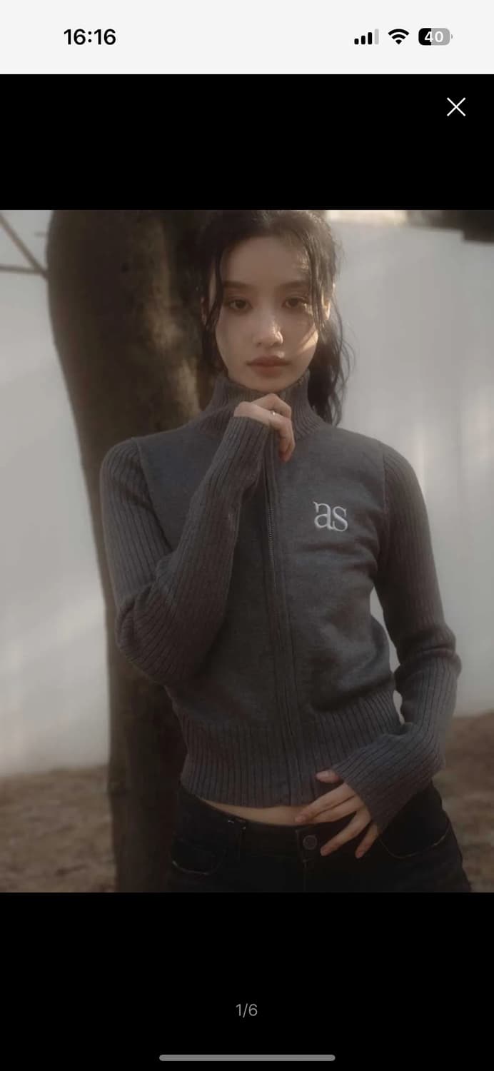 애즈온 마론 니트 집업 차콜 ASON MARON KNIT ZIP-UP 상품이미지1