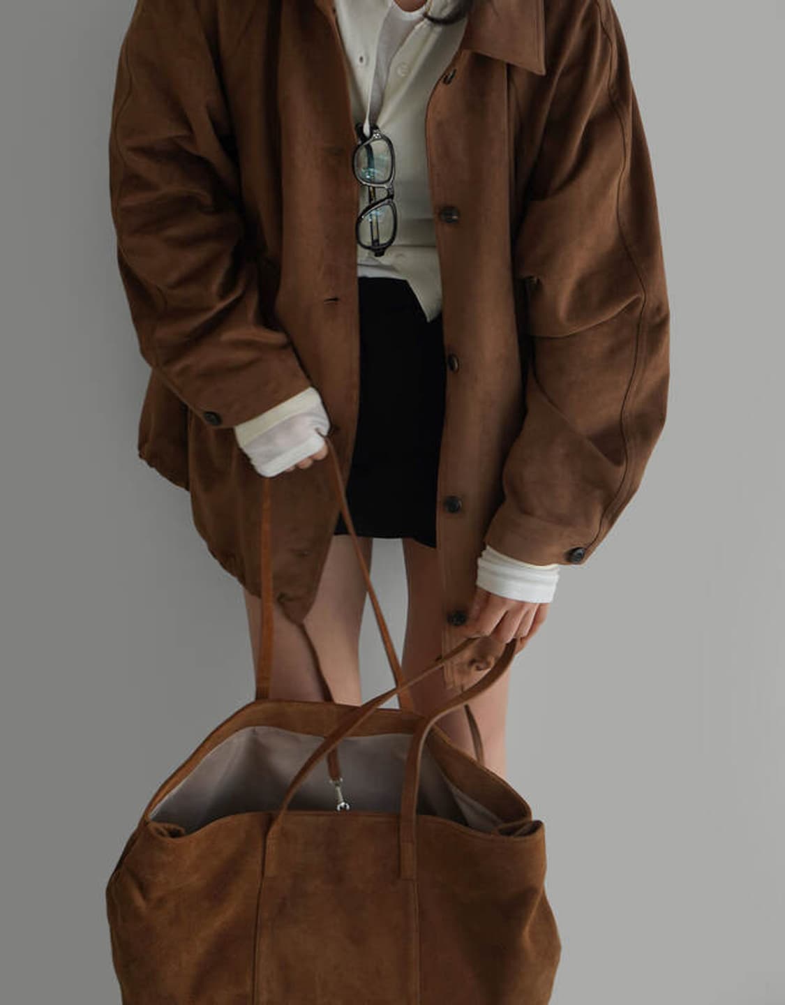 라룸 빈티지 프렌치 스웨이드 오버핏 스트링 브라운 자켓 F 상품이미지5