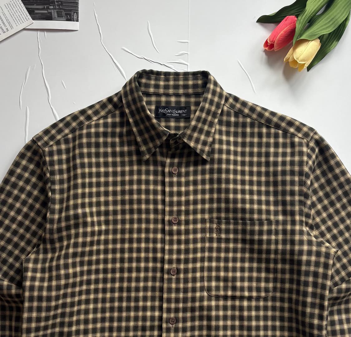 입생로랑 90‘s 빈티지 체크 셔츠 상품이미지3