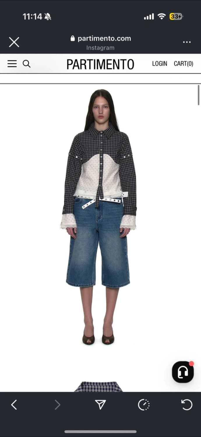 파르티멘토 체크 레이스 콤비 셔츠 네이비 S 상품이미지3