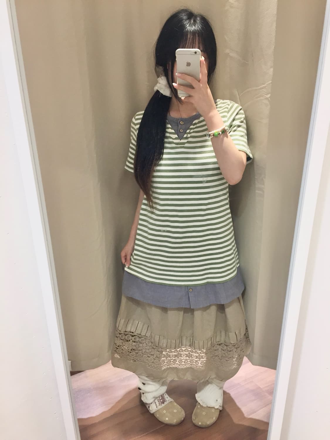 그린티 나무 단추 반팔 🍀🍏 상품이미지1