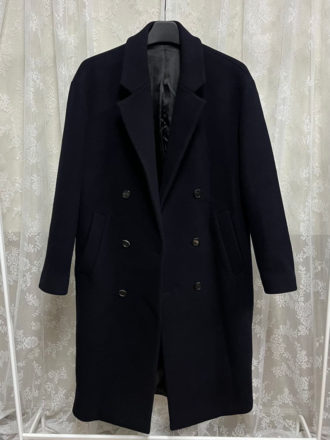 95-170) 한섬 시스템 캐시미어 블렌드 울 코트 네이비 상품이미지1