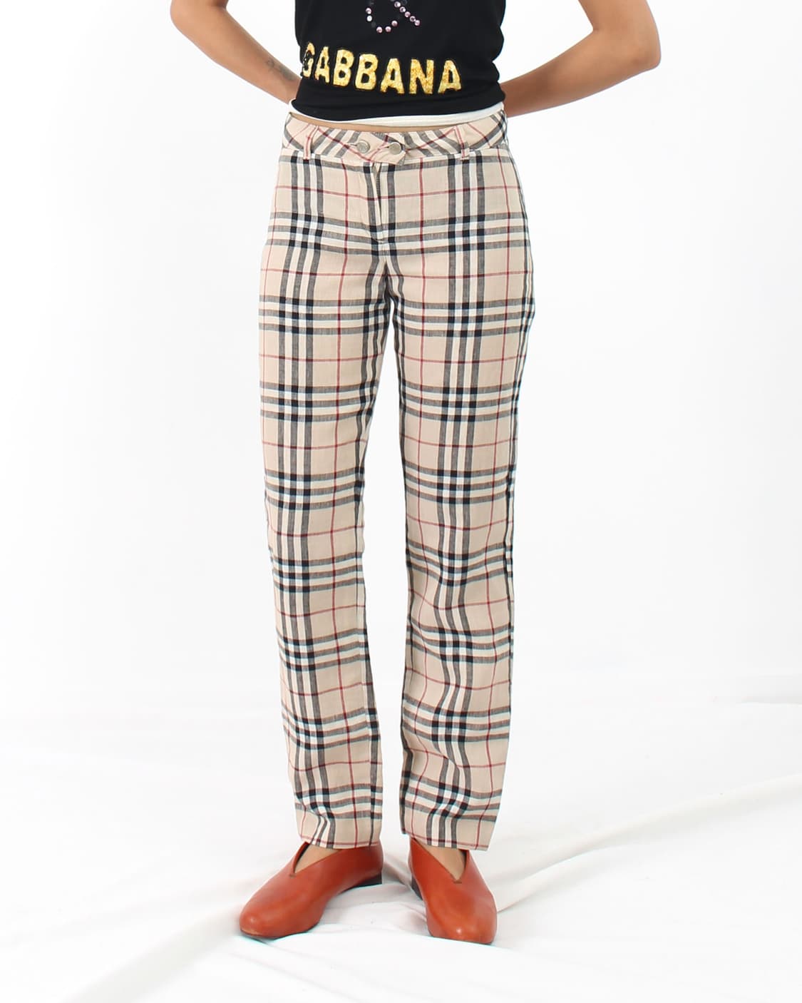 버버리 Burberry 빈티지 베이지 클래식 체크 여름 팬츠 상품이미지7