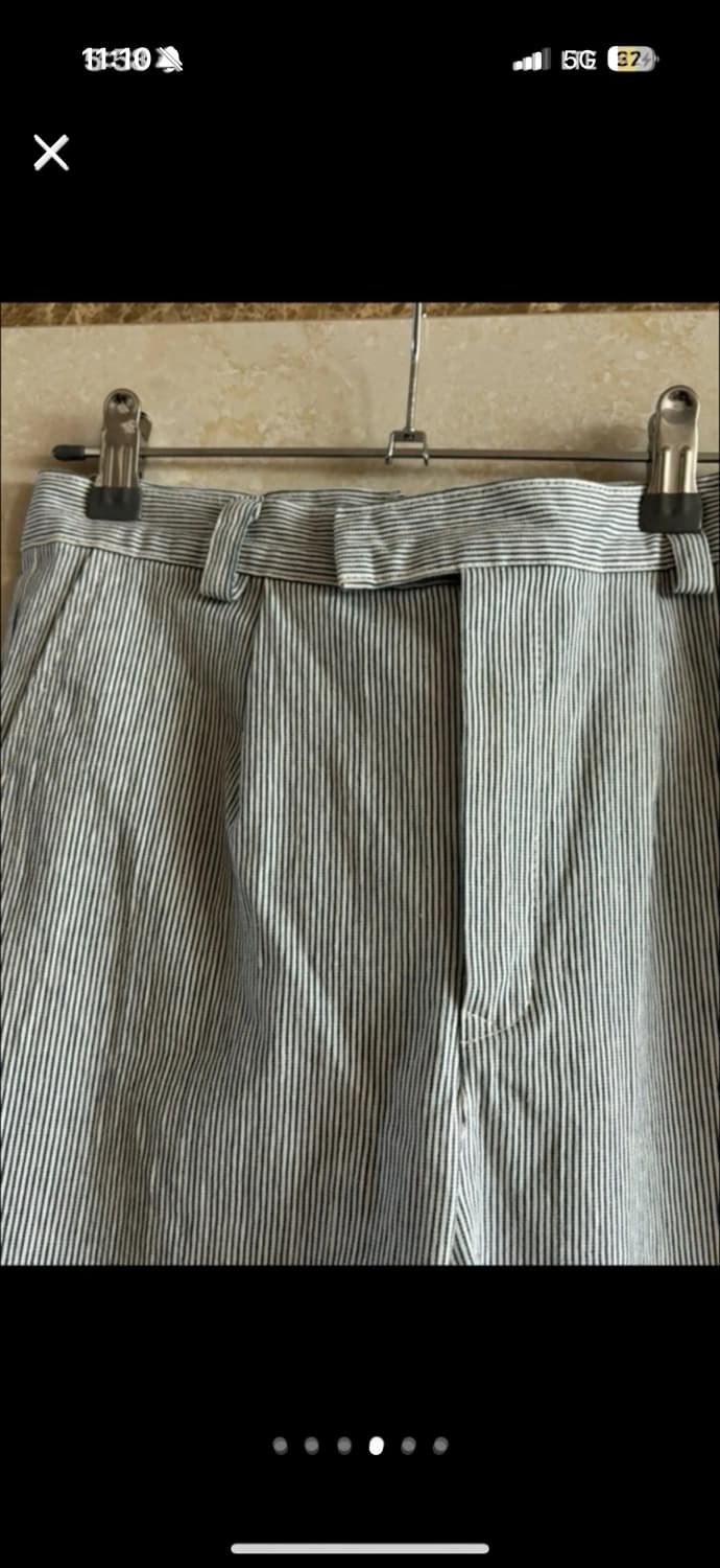 1회 착용) 스트라이프 핀턱 면바지 상품이미지3