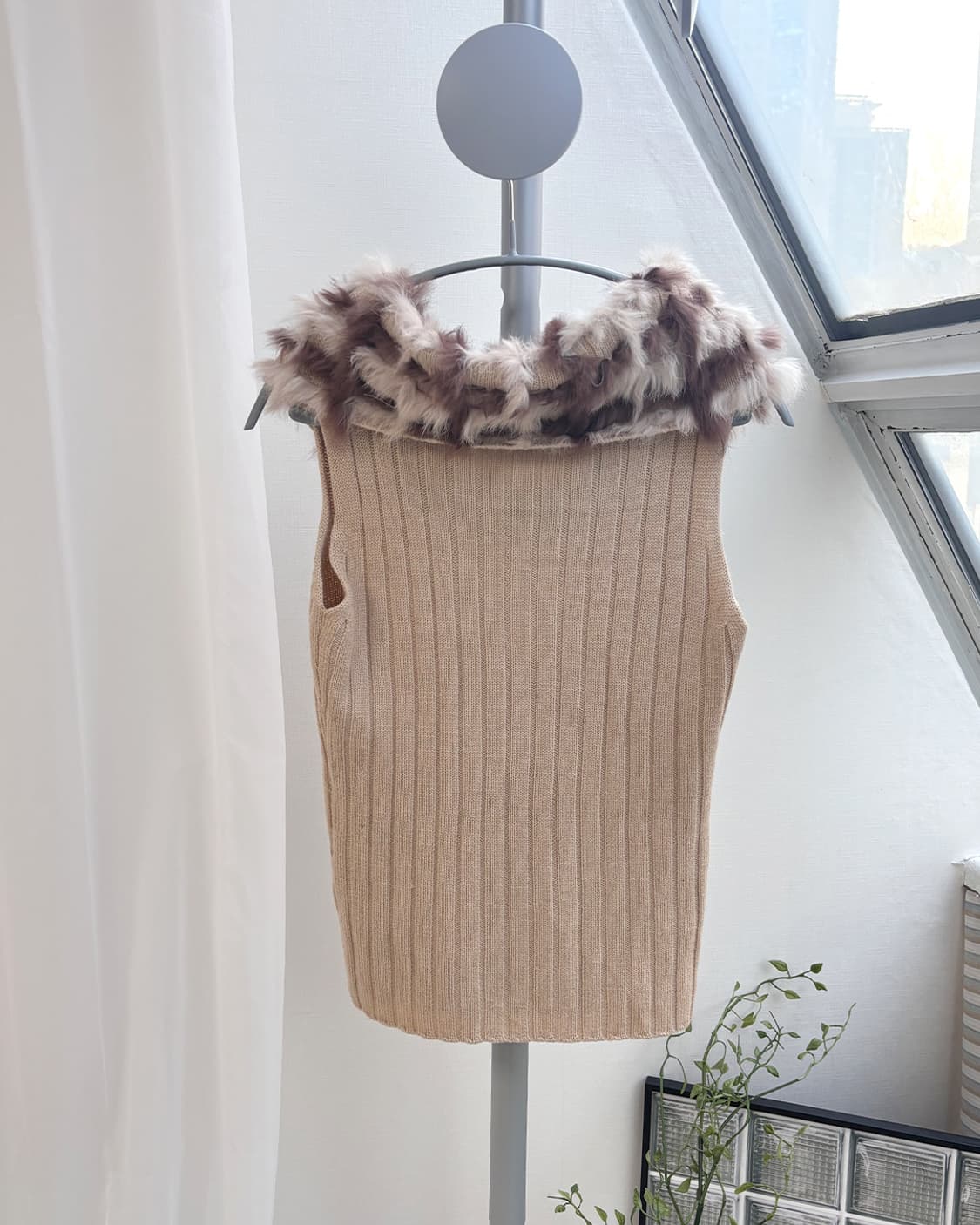 STRAWBERRY-FIELDS 토끼털 트리밍 넥 카울 베스트 상품이미지2