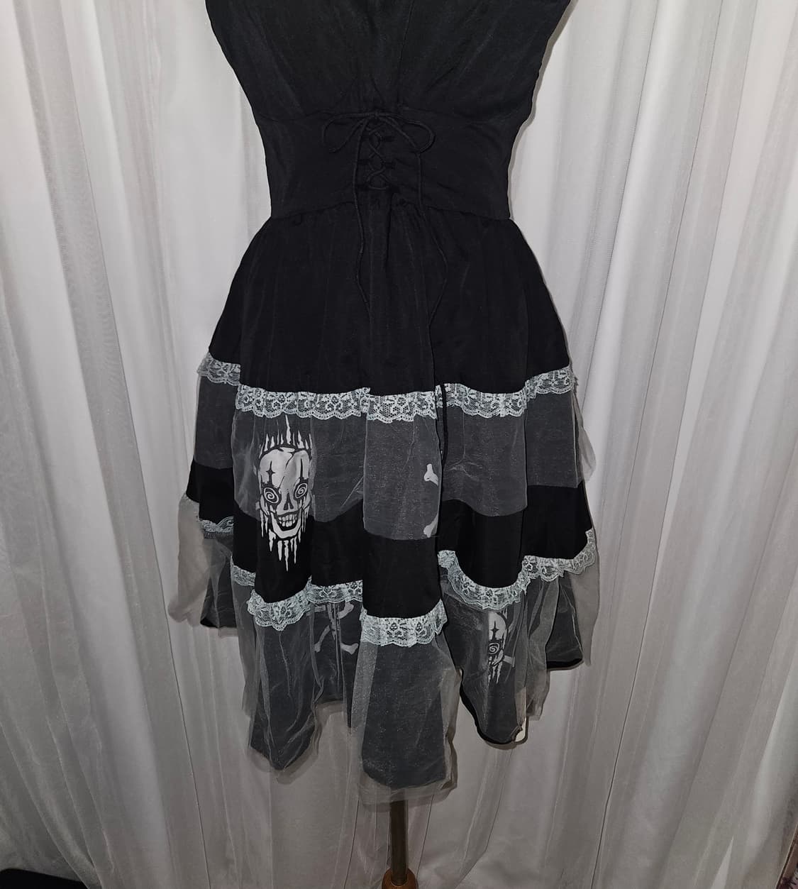romwe 블랙 스켈레톤 공겜 쉬폰 레이스 원피스 상품이미지3