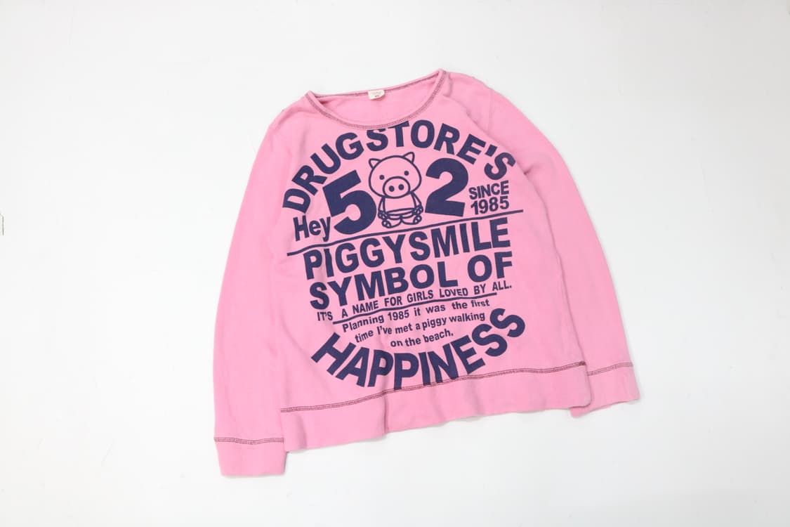 Drug Store's 드럭스토어 빈티지 피기 그래픽 핑크 맨투맨 (4) 상품이미지2