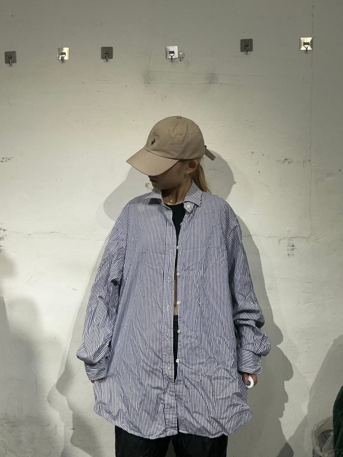 폴로 블루 스트라이프 오버핏 셔츠 XL 상품이미지2