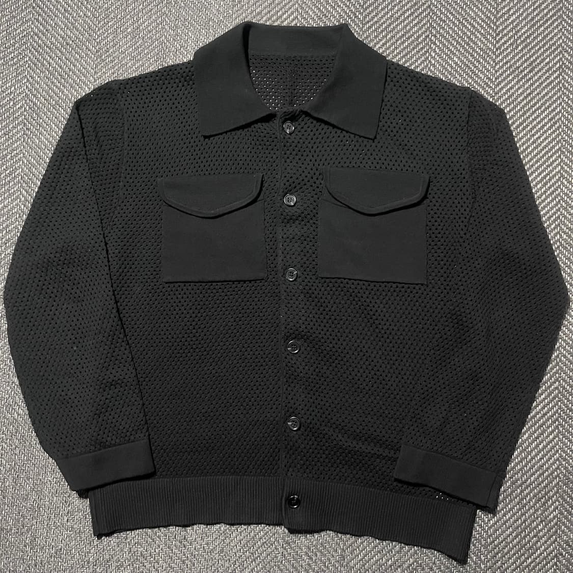 LAFUDGE STORE 라퍼지스토어 펀칭 매쉬 니트 가디건 상품이미지2