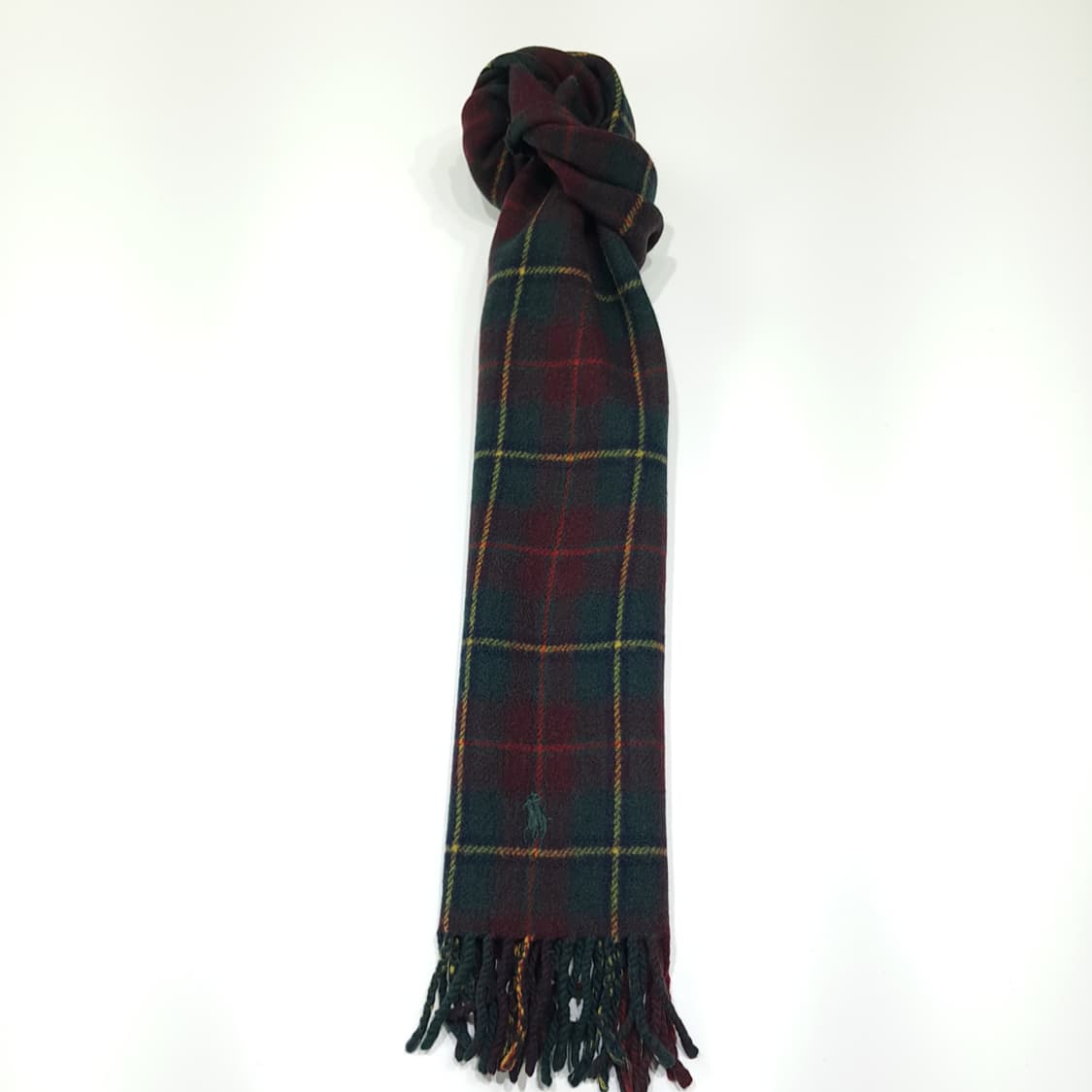 MX507 폴로 90s 이태리판 램스울 타탄체크 버건디 머플러목도리 상품이미지5