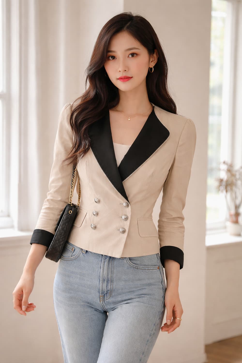 오즈세컨 클래식 배색 쓰리웨이 자켓 44~슬림55핏 상품이미지3