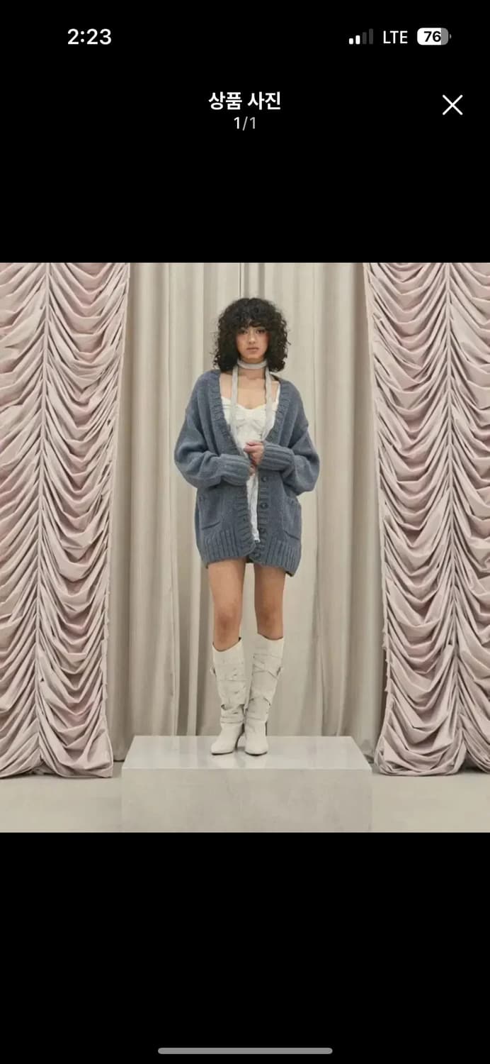 쓰리타임즈 루즈 피넛 가디건 그레이 상품이미지1