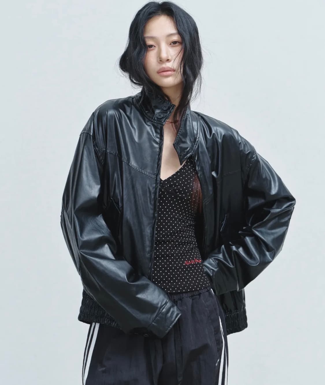 닉앤니콜 페이크 레더 블루종 자켓 상품이미지2
