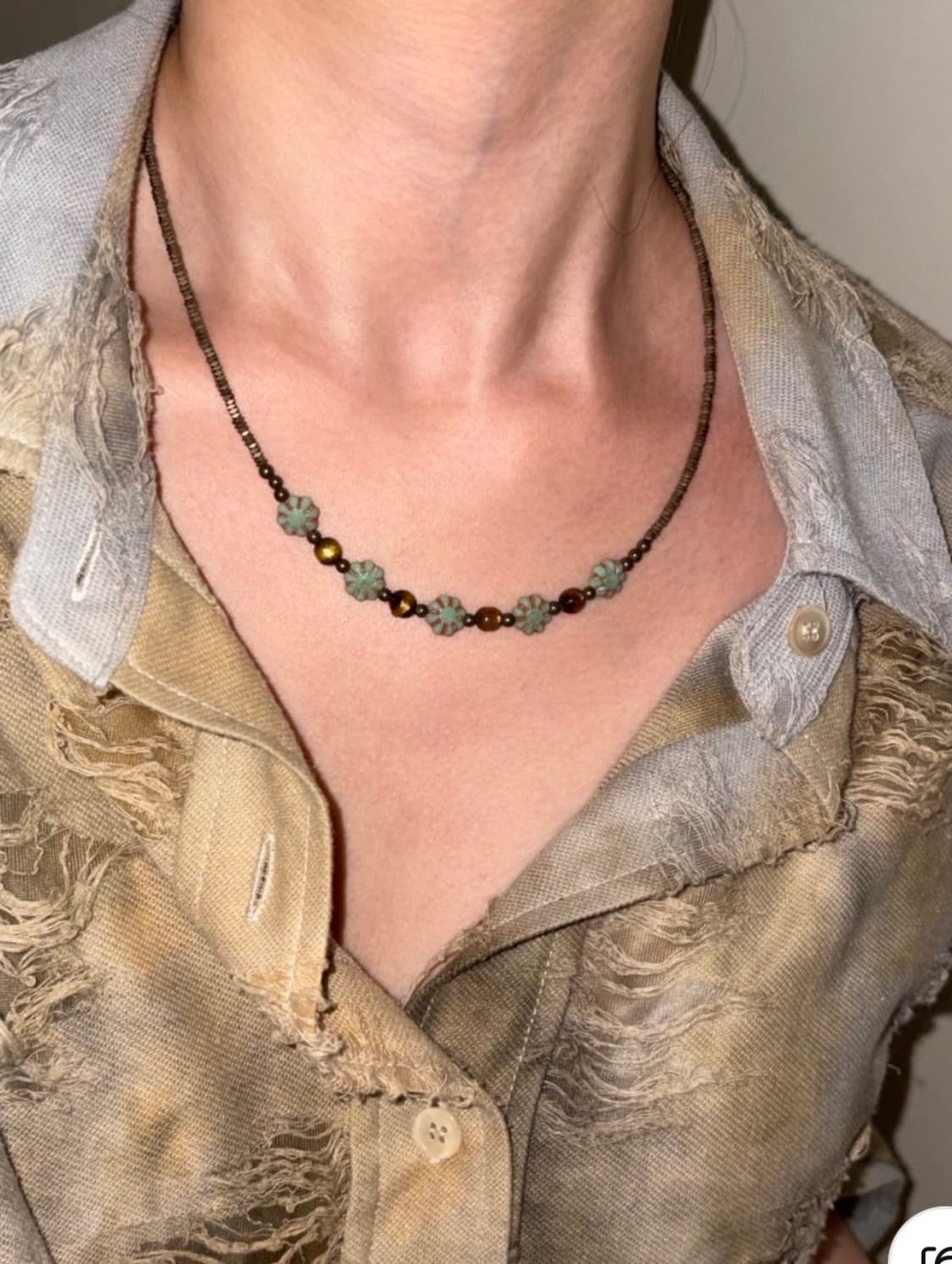 오프더쉘 보타닉 앤틱 원석 비즈 목걸이 상품이미지1