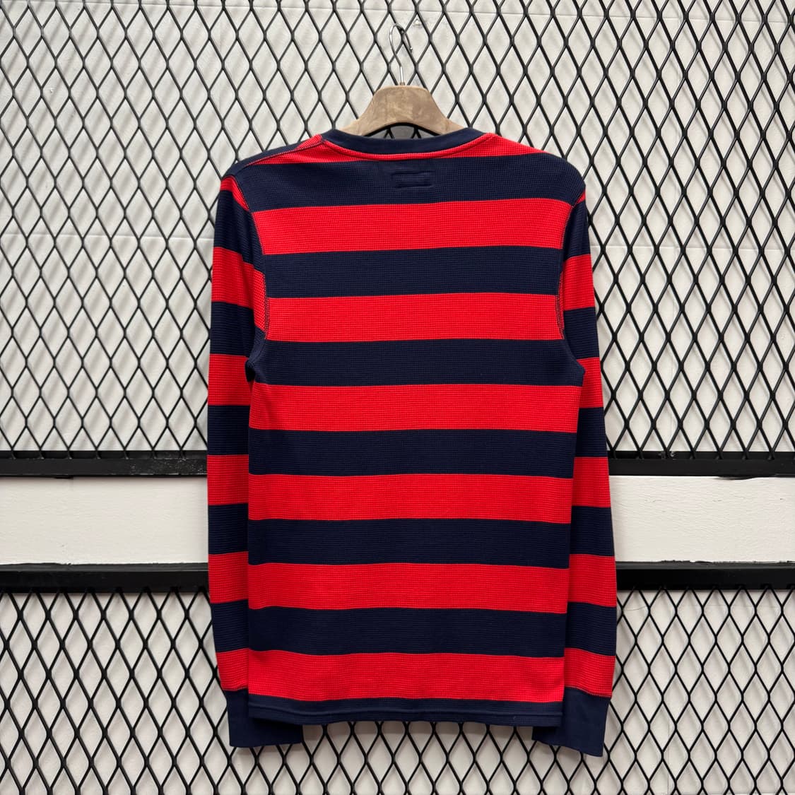 폴로 랄프로렌 와플 니트 스트라이프 패턴 화이트 포니 포인트 네이비 레드 상품이미지2