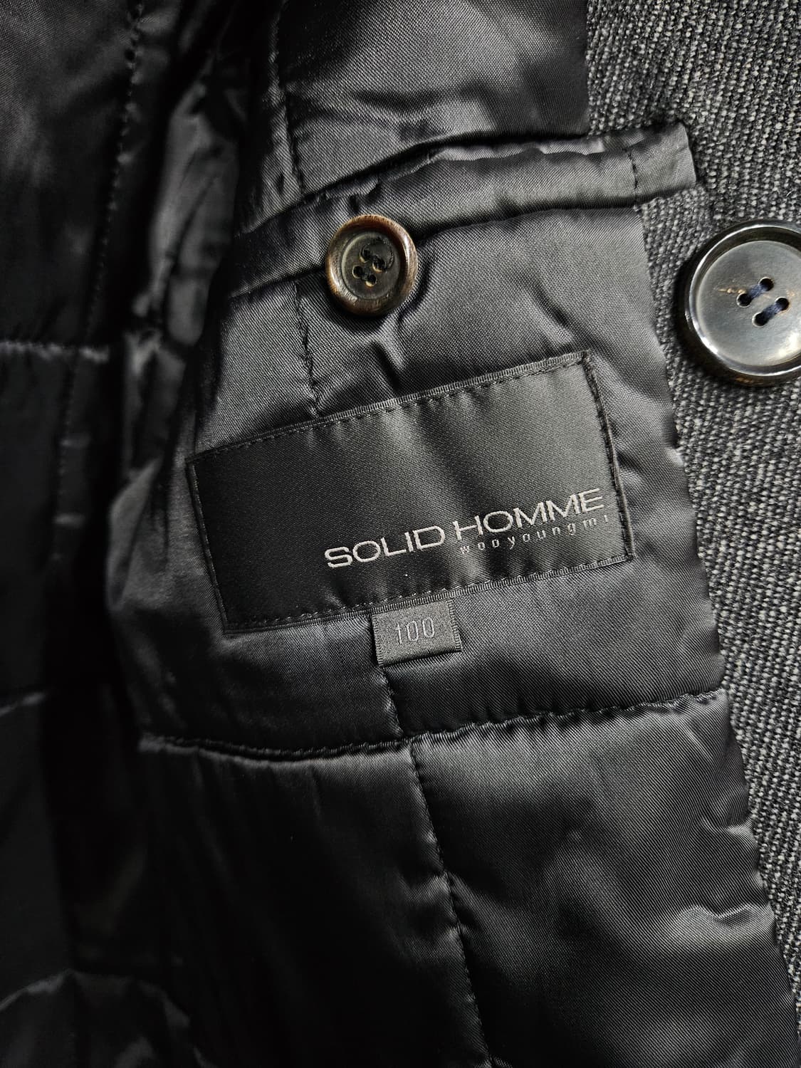 솔리드옴므 우영미 멜란지 그레이 남성 슬림핏 95 더블 하프코트  상품이미지3