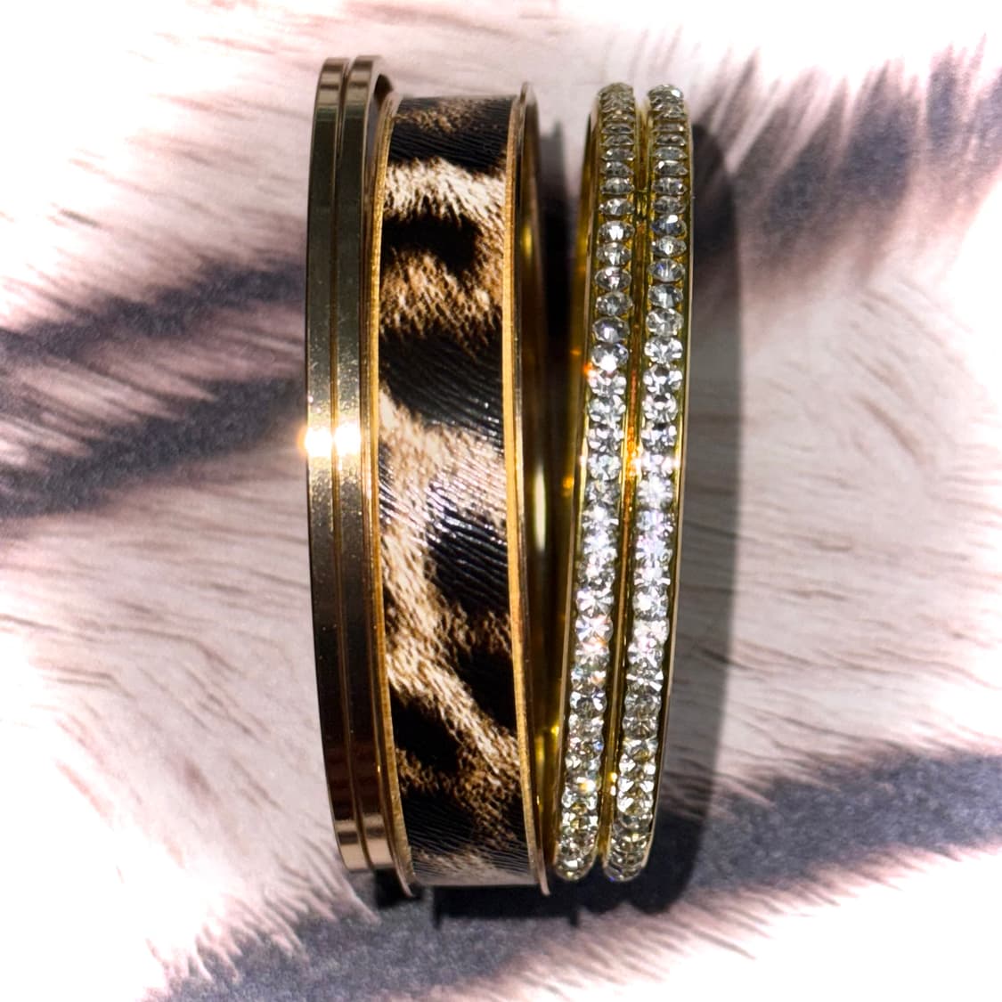 일본 시부야 갸루 골드 호피 큐빅 뱅글 팔찌 세트 상품이미지3