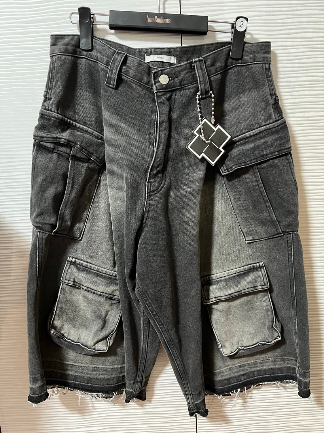 노쿨러스 올드 워시드 카고 데님 쇼츠 다크 그레이 상품이미지1