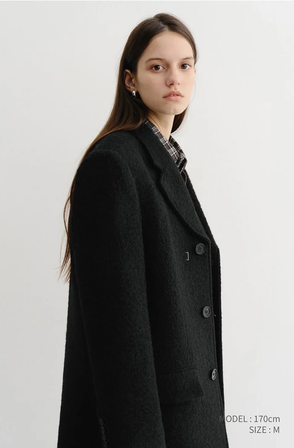 던스트 유니섹스 투웨이 부클 울코트 블랙 / S 상품이미지5