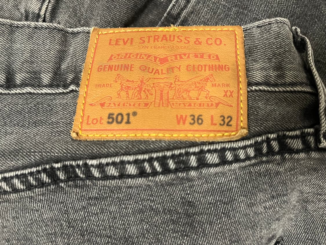 리바이스 501 흑청 데님 빅E W36 L32 상품이미지2